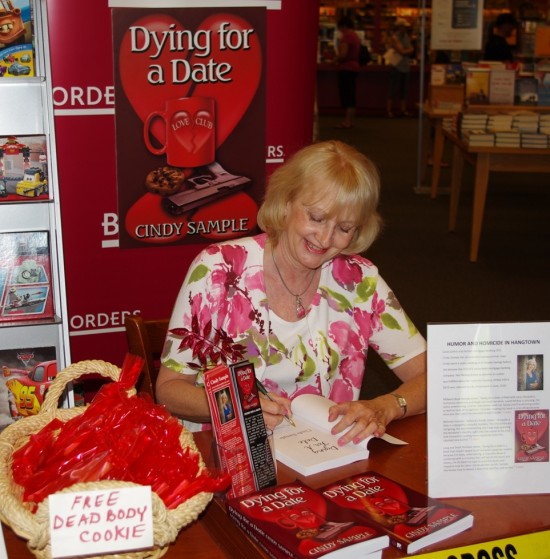 Cindy Sample signing Dying For a Date Cindy Sample, Dying For a Date, Mystery Authors, Sacramento Authors