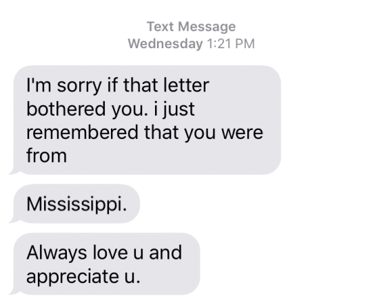 text message from stranger